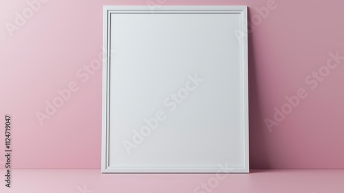 Blank frame mock up on a pastel pink background for creative display purposes