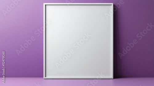 Blank frame mock up on purple wall for showcasing artwork or photography