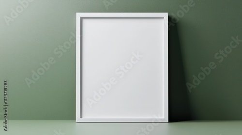 Blank frame mock up set against a green wall for creative design projects and presentations
