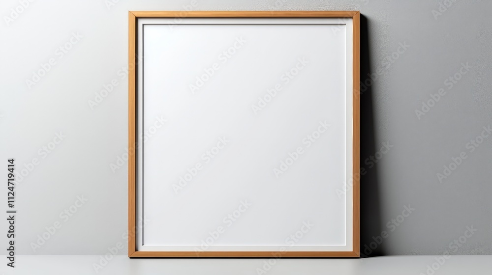Blank frame mock up on a minimalist surface ready for artwork display or presentation Blank frame mock up on a minimalist surface ready for artwork display or presentation