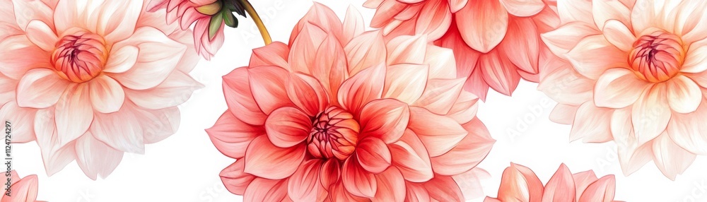 Fototapeta premium Seamless Dahlia Pattern