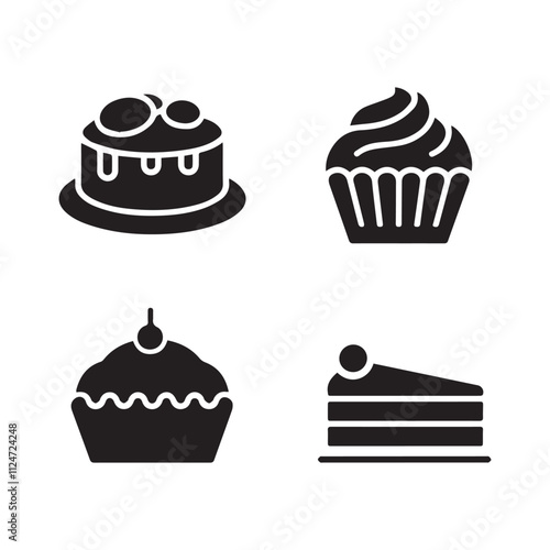 Elegant dessert icon collection

