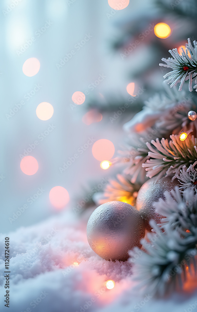 Obraz premium Colorful Christmas lights against a pristine white backdrop create a serene and festive holiday atmosphere every year without fail always._00001_