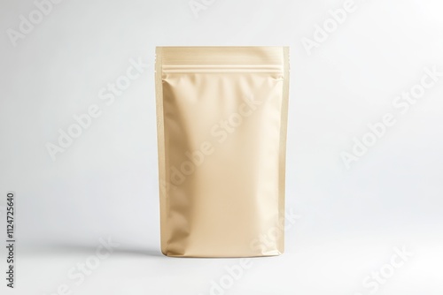 Beige stand-up pouch minimalist packaging resealable zip lock food storage bag photo