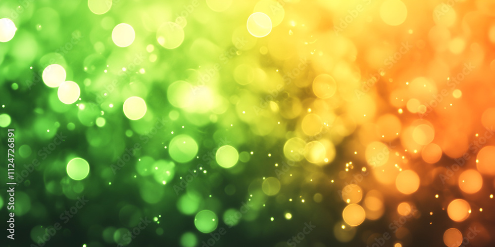 Abstract Green and Orange Smoke with Glowing Particles Abstract Green and Orange Smoke with Glowing Particles