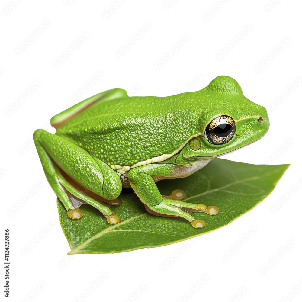 Naklejka premium Green Tree Frog on Leaf, Nature Stock Photo | Nature photography