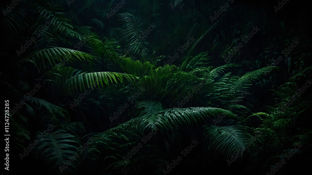 Background Wallpaper, Wild fern leaves with minimal lighting, Suitable for dramatic theme settings Background Wallpaper, Wild fern leaves with minimal lighting, Suitable for dramatic theme settings