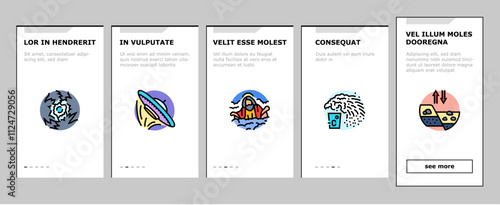 unsolved mysteries question onboarding mobile vector dark matter, energy, origin of the universe life, consciousness, time travel, hole unsolved mysteries question illustrations