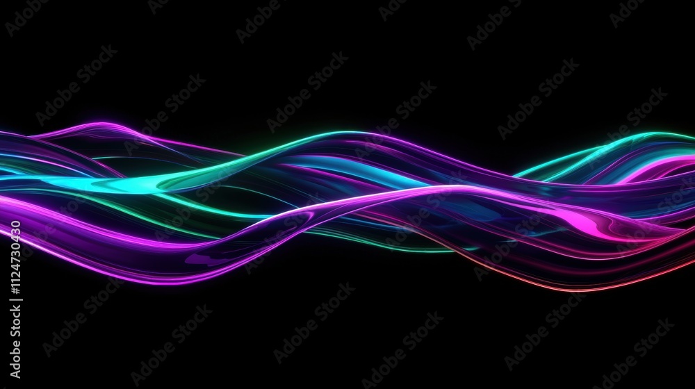 Neon Fluid Dynamics, Abstract Art with Interwoven Pink and Cyan Light Waves on a Black Canvas Neon Fluid Dynamics, Abstract Art with Interwoven Pink and Cyan Light Waves on a Black Canvas