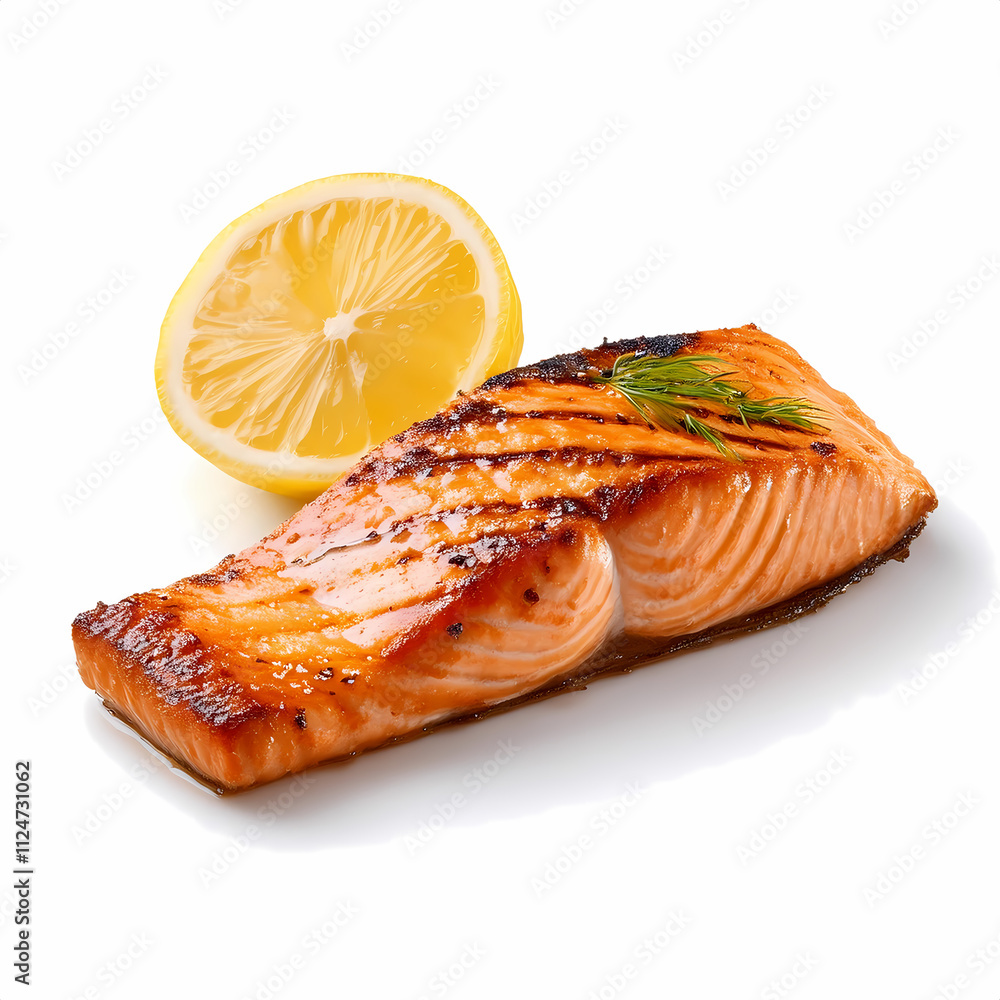 Grilled Salmon Fillet with Lemon and Dill   Healthy Seafood Dinner Recipe