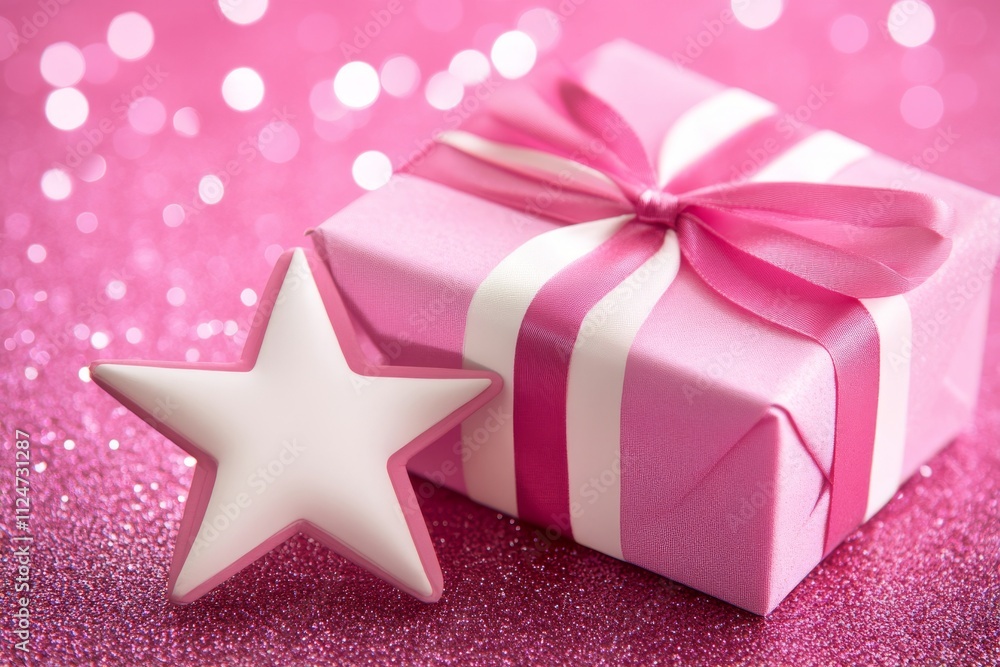 Sweet red glitter transforms the scene with silver and red Christmas balls and gifts. Sweet red glitter transforms the scene with silver and red Christmas balls and gifts.