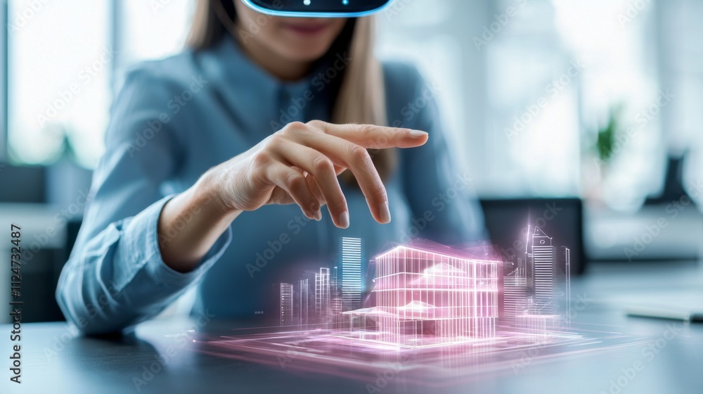 Virtual reality interaction with 3d architectural models in a modern office space technology and innovation scene Virtual reality interaction with 3d architectural models in a modern office space technology and innovation scene