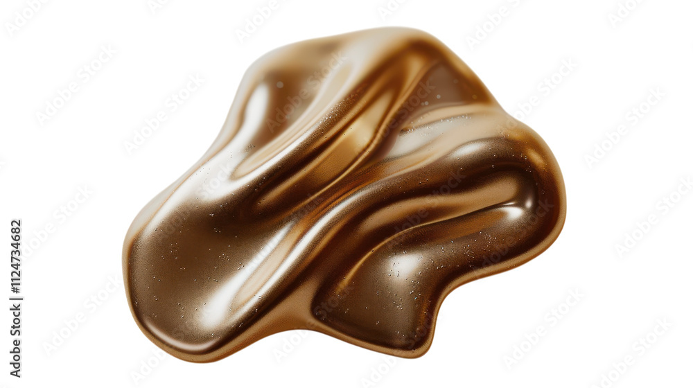 A smooth, reflective golden substance resting on a white surface, showcasing its fluid texture and metallic shine in ambient light on transparent background A smooth, reflective golden substance resting on a white surface, showcasing its fluid texture and metallic shine in ambient light on transparent background