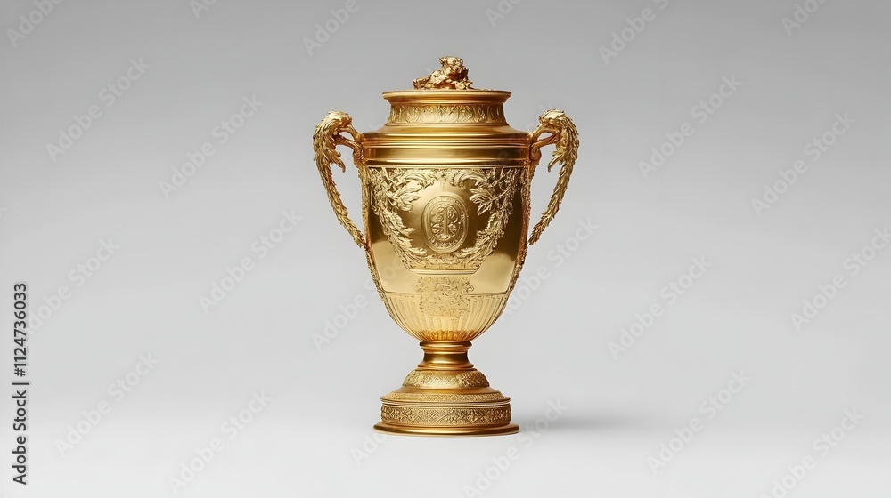 Elegant Golden Trophy Honoring Sports Championship or Competition Victory Elegant Golden Trophy Honoring Sports Championship or Competition Victory