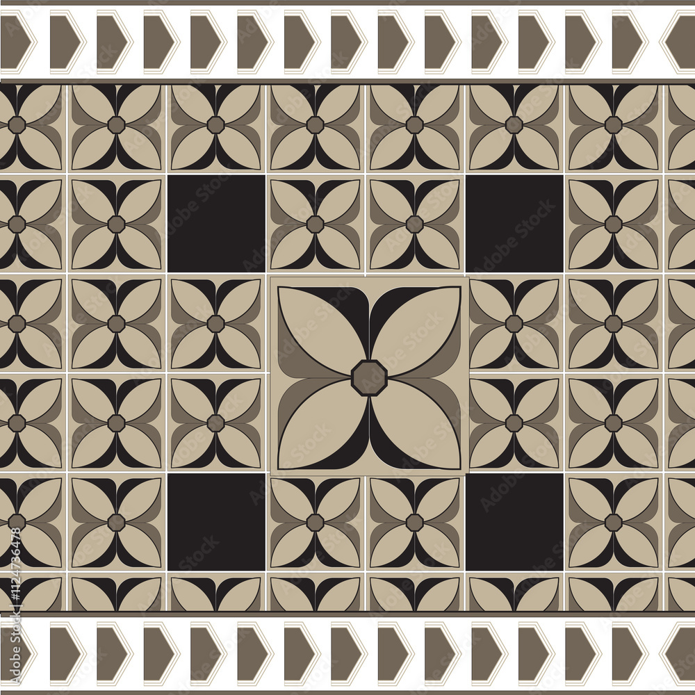 Obraz premium Floral pattern in a beige square frame