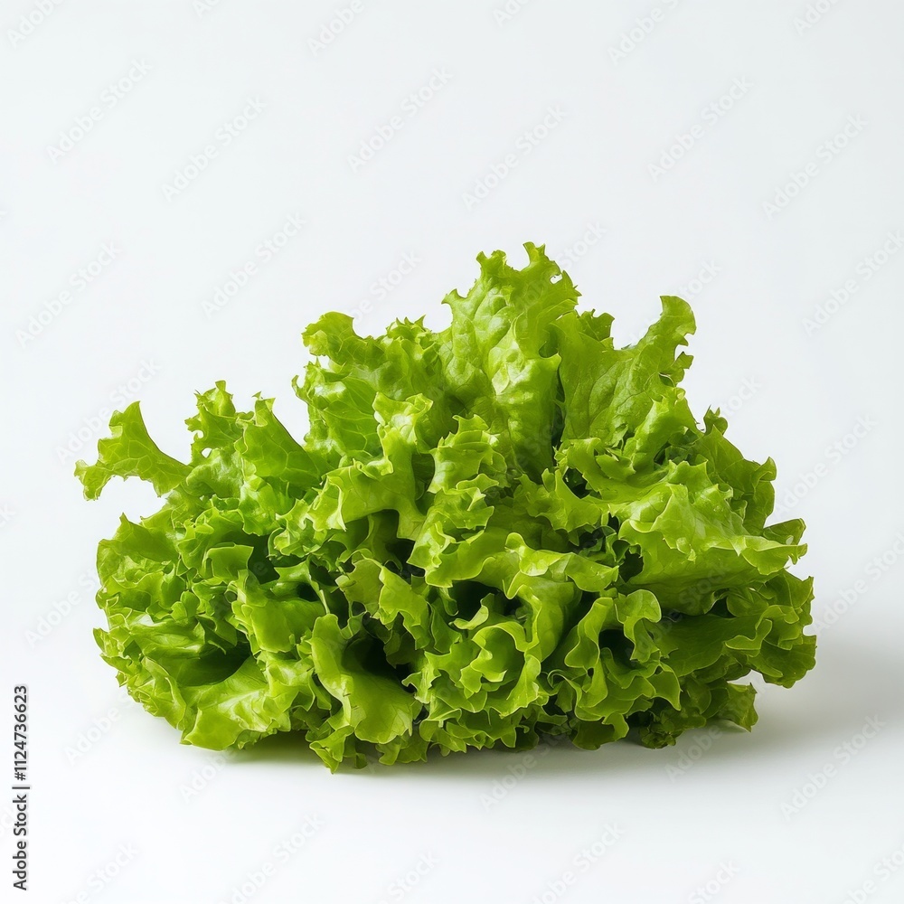 Fresh green leaf lettuce on white background. Fresh green leaf lettuce on white background.