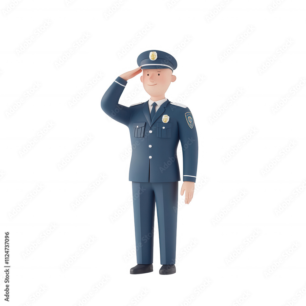 A friendly police officer saluting, representing law enforcement and community service., isolated on a transparent background. A friendly police officer saluting, representing law enforcement and community service., isolated on a transparent background.