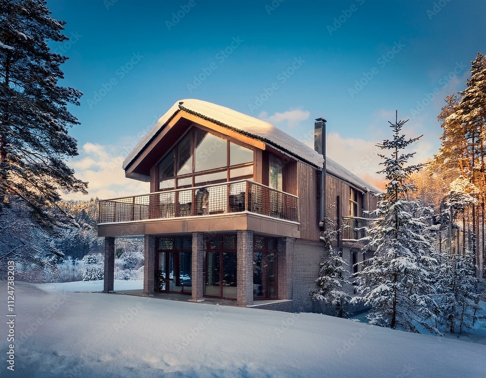 Generated image Architecture building winter house Generated image Architecture building winter house