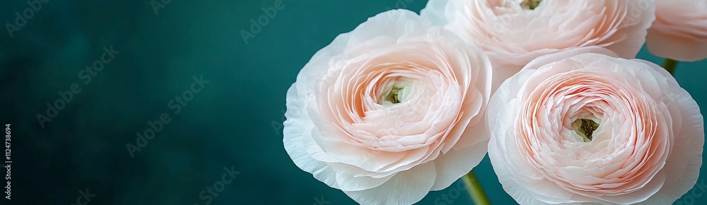 a banner showing pink ranunculus flowers with their paper-like petals a banner showing pink ranunculus flowers with their paper-like petals