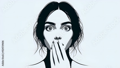 Portrait of the surprised and scared woman 