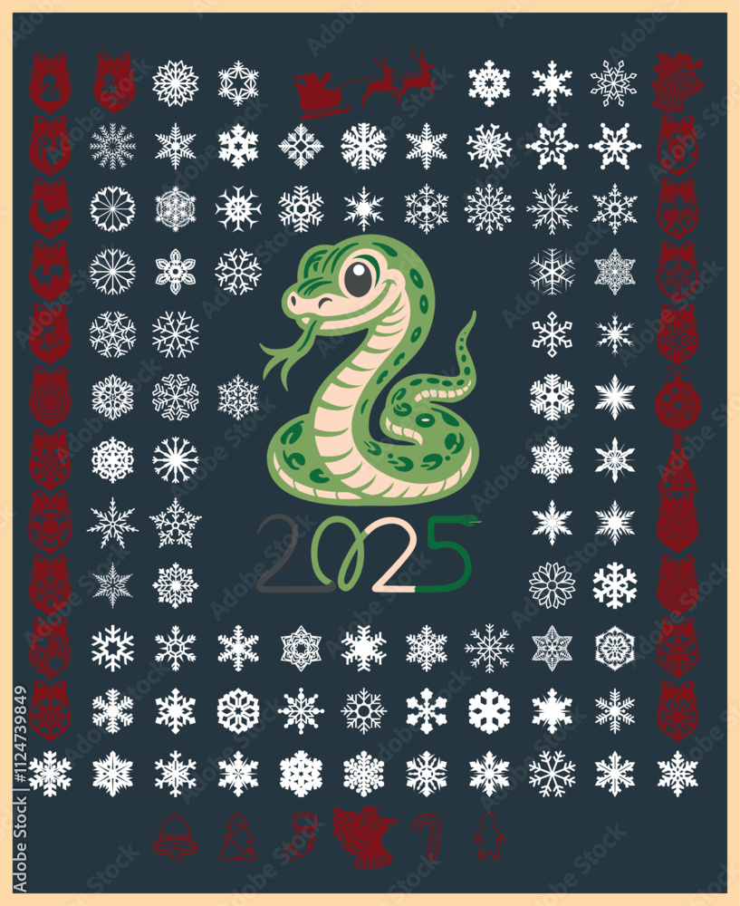 Fototapeta premium New Year Christmas decorations Snake