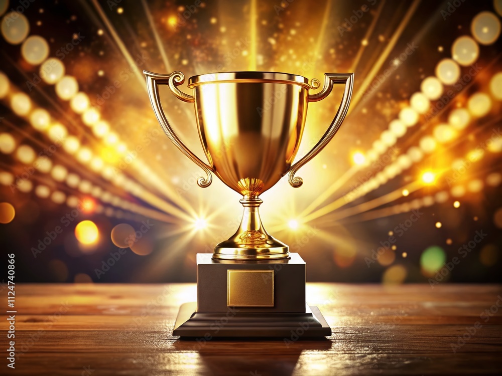 A Shiny Golden Trophy Reflecting Light, Symbolizing Victory and Achievement, Ideal for Celebrating Success and Recognition in Award Ceremonies and Competitions A Shiny Golden Trophy Reflecting Light, Symbolizing Victory and Achievement, Ideal for Celebrating Success and Recognition in Award Ceremonies and Competitions