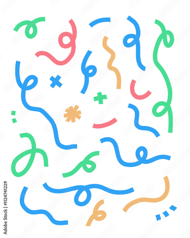 Obraz premium Set of line art organic shape design illustration. Abstract vector with soft color combination