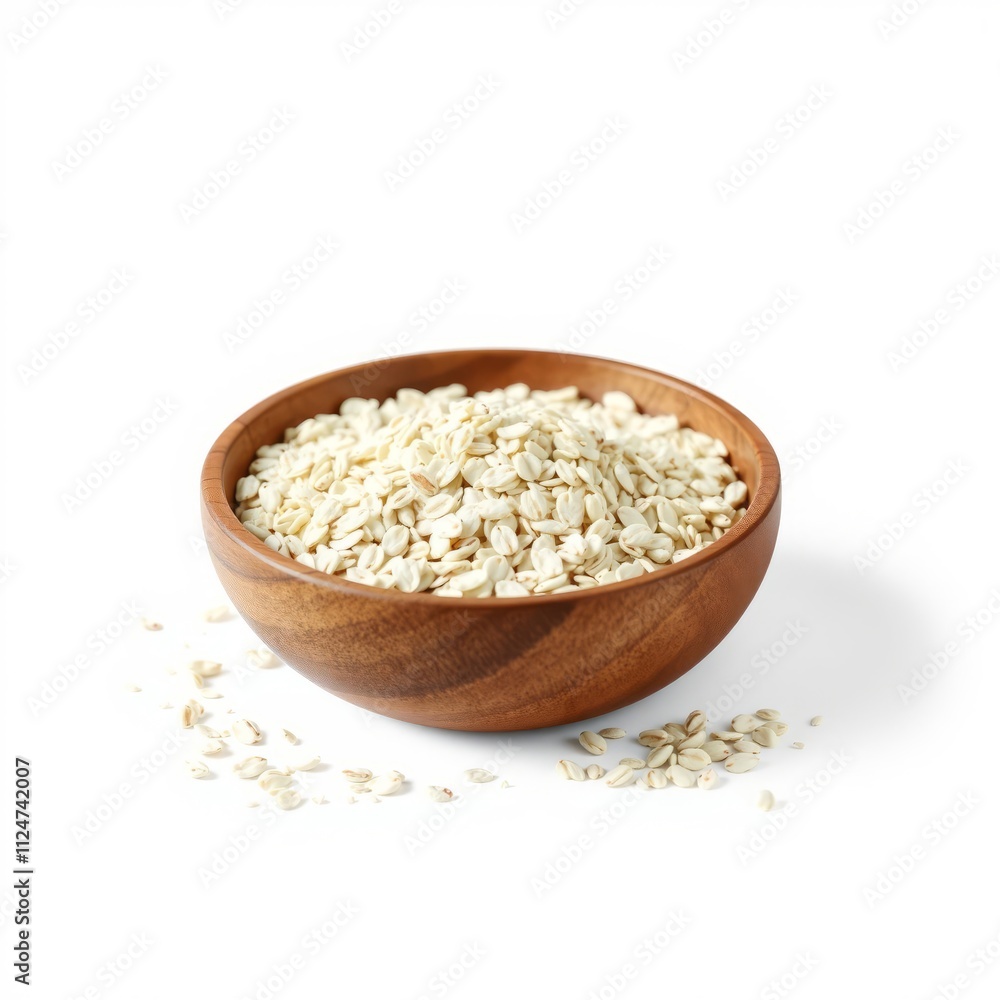 Oatmeal in a wooden bowl isolated on transparent background banner mockup advertising blank business display template Oatmeal in a wooden bowl isolated on transparent background banner mockup advertising blank business display template