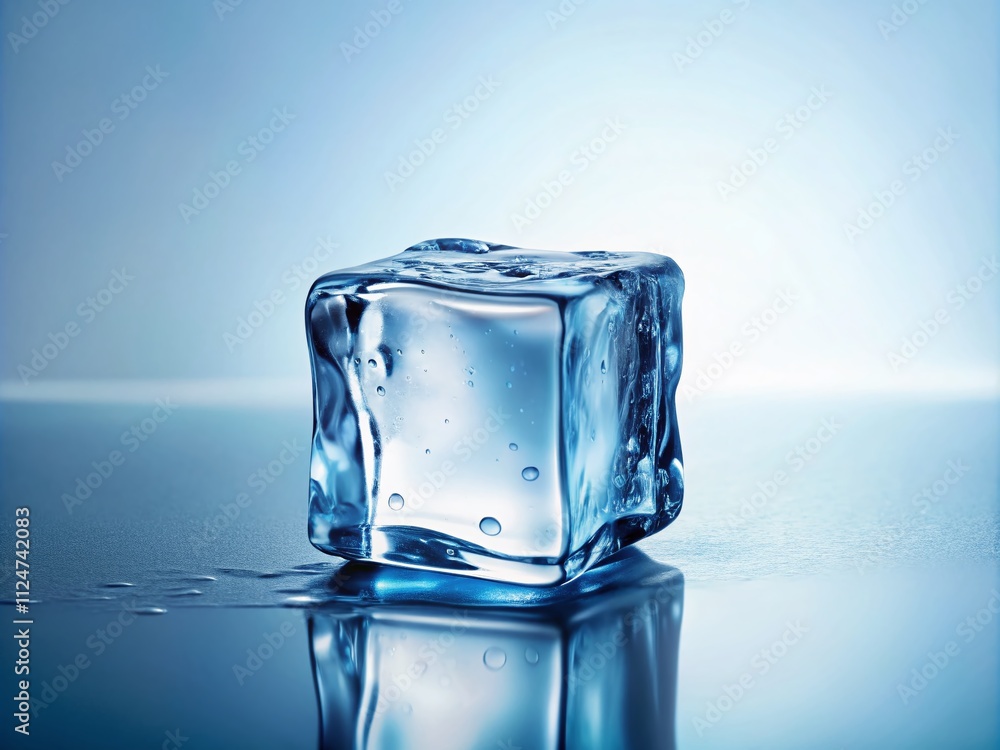 A Solitary Ice Cube on a Minimalist White Background: Perfect for Illustrating Coolness, Purity, and Simplicity in Culinary or Beverage Contexts A Solitary Ice Cube on a Minimalist White Background: Perfect for Illustrating Coolness, Purity, and Simplicity in Culinary or Beverage Contexts
