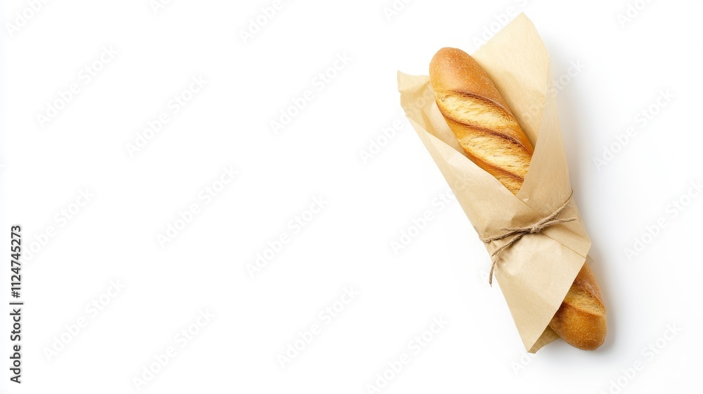 Freshly Baked Bread Wrapped in Paper with Twisted Crust Perfect for Gourmet Cuisine, Sandwiches, or Bakery Displays for Food Photography Freshly Baked Bread Wrapped in Paper with Twisted Crust Perfect for Gourmet Cuisine, Sandwiches, or Bakery Displays for Food Photography