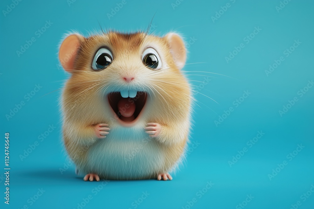 cartoon crazy behavior and a hamster look on a blue background cartoon crazy behavior and a hamster look on a blue background