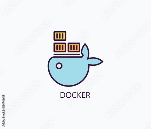 Docker Vector, Icon Or Logo Sign Symbol Illustration 