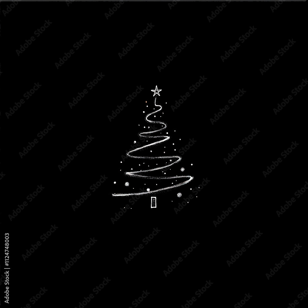Hand drawn christmas tree on black background Hand drawn christmas tree on black background