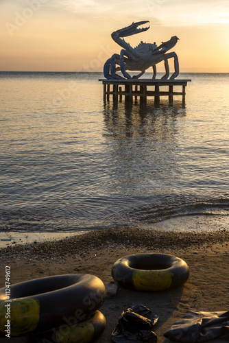 Blue Swimmer Crab Statue in Kep., cambodia photo