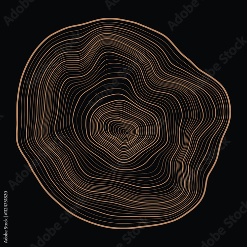 Log cut, tree rings pattern, vector design	