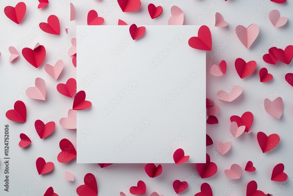 Valentine's Day background Realistic paper hearts seamless banner - frame Valentine's Day background Realistic paper hearts seamless banner - frame