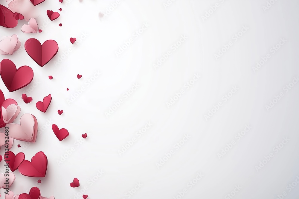 Valentine's Day background Realistic paper hearts seamless banner - frame Valentine's Day background Realistic paper hearts seamless banner - frame