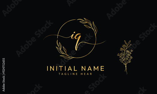 IQ Q I initial signature logo template vector
