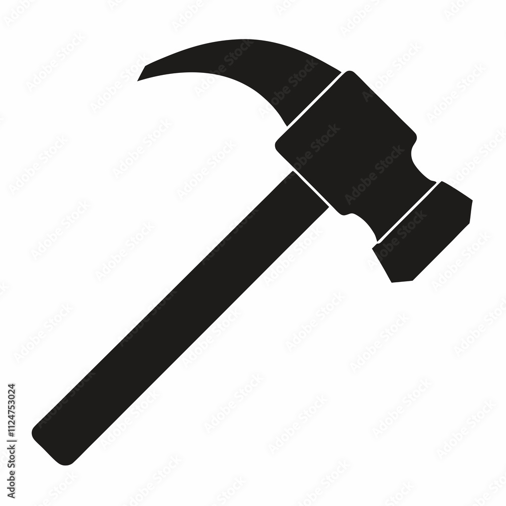 Minimalist Black Silhouette of a Hammer  Vector Illustration