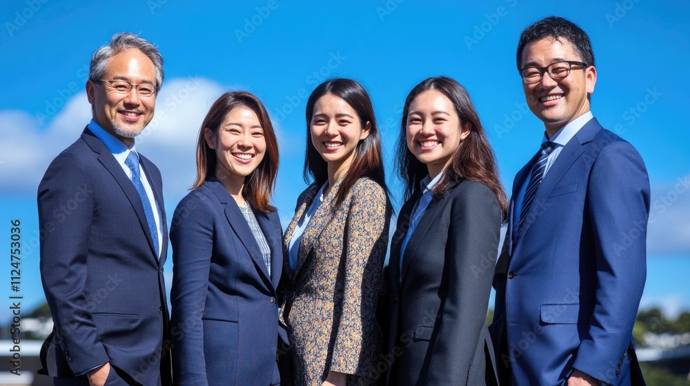 Asian businessmen looking at the camera