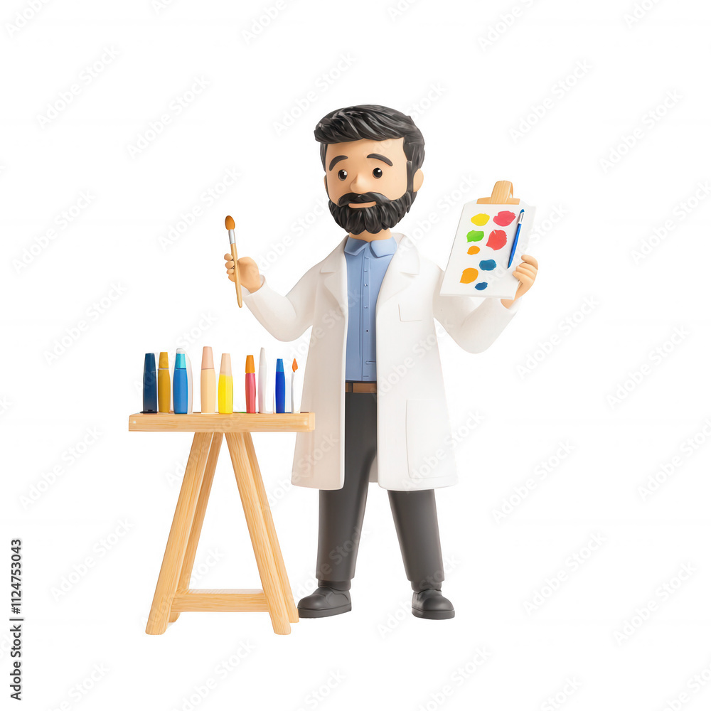 A creative artist holding a color palette and a brush, ready to paint vibrant artworks., isolated on a transparent background. A creative artist holding a color palette and a brush, ready to paint vibrant artworks., isolated on a transparent background.