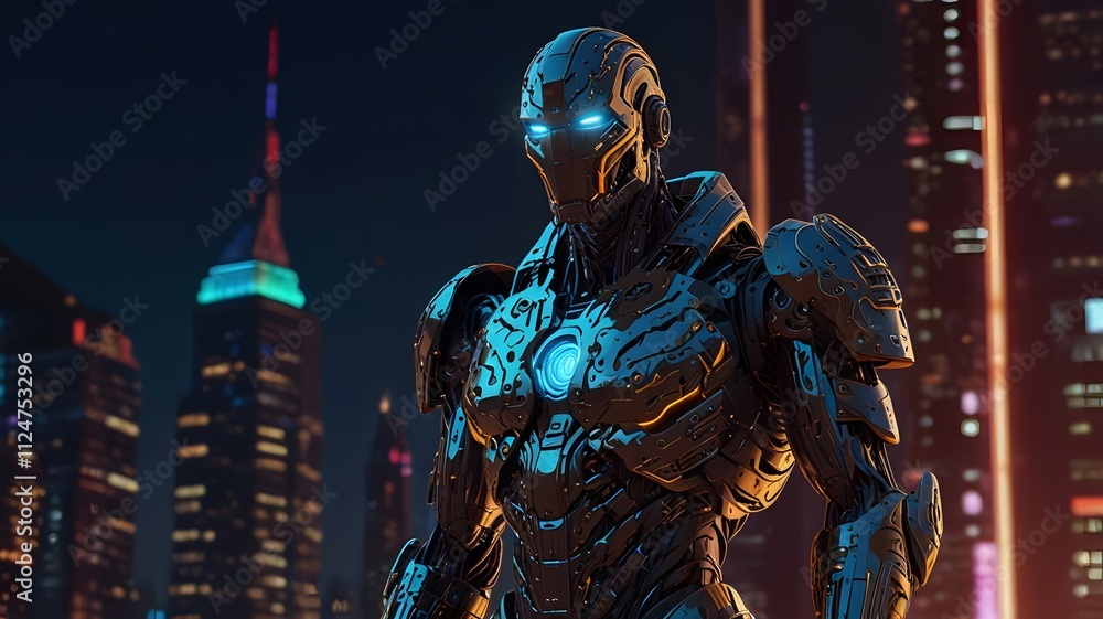Future Hero ai Robots, background Created with Generative AI technology. Future Hero ai Robots, background Created with Generative AI technology.