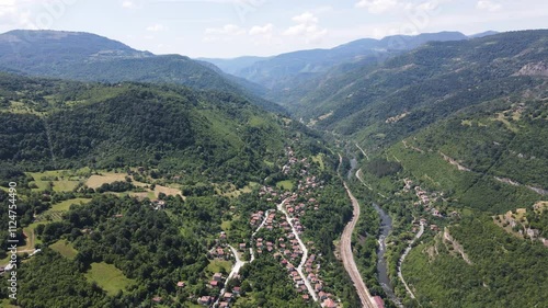 Aerial view of Iskar river Gorge near Lakatnik Rocks, Balkan Mountains, Bulgaria
 photo