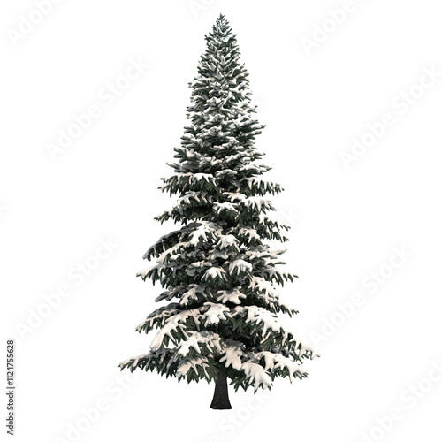 abstract snow tree isolated on transparent png background - 3D Illustration