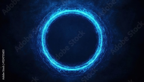 Glowing Blue Circle with Electric Energy on Dark Background