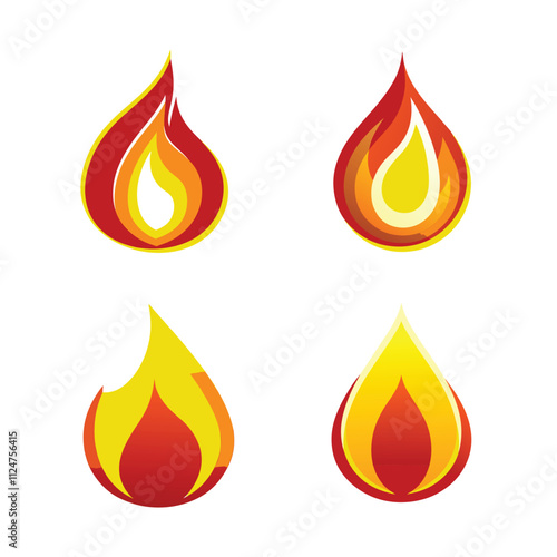 fire flaming logo icon illustration on white background 