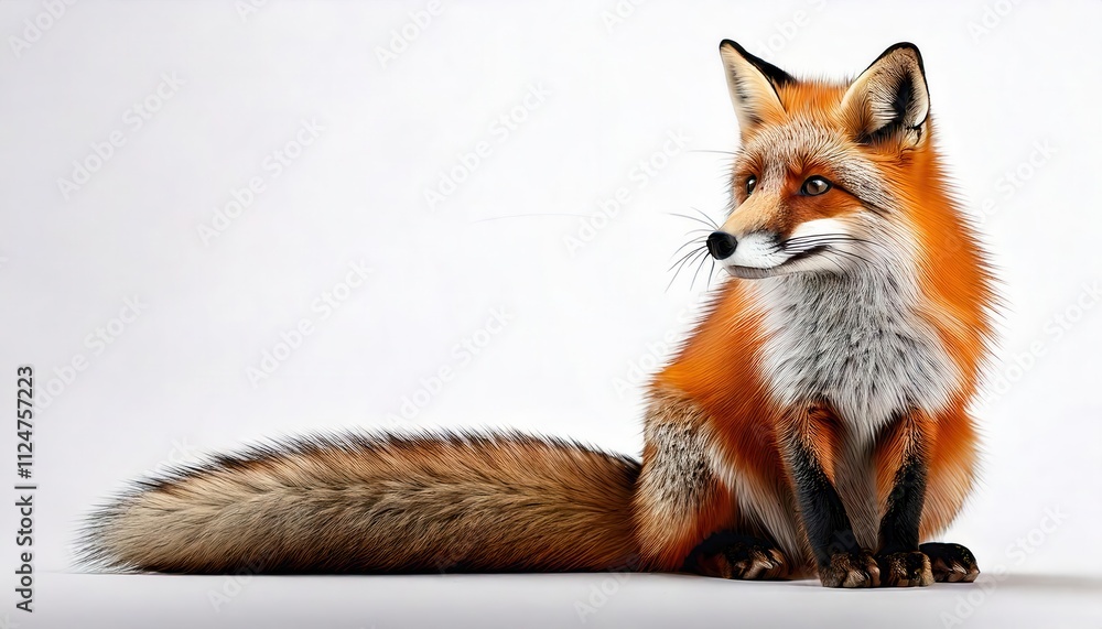 Obraz premium Red Fox Portrait: A captivating portrait of a red fox, showcasing its striking features and intricate markings. The fox's alert gaze and bushy tail add to its charm.