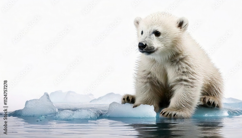Fototapeta premium Polar Bear Cub on Melting Ice