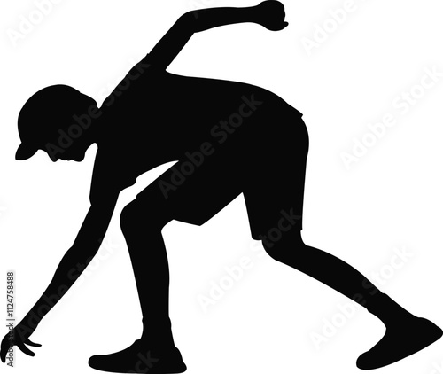 a boy leaning down body silhouette vector	