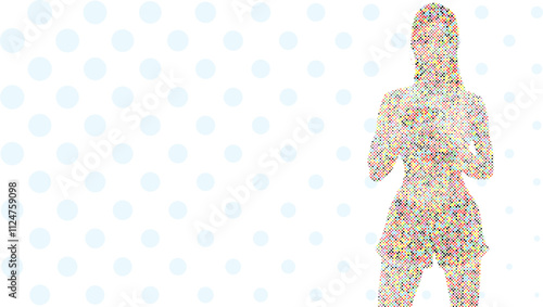 A silhouette vector from colorful dots of a boxer athlete exercise routine
